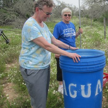 EDITLynette and Joyce with water bucket at border_2015(1)